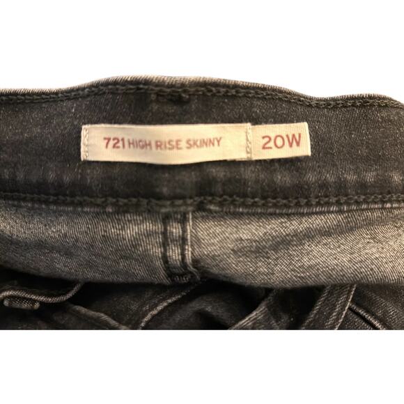 Levi's 721 High Rise Skinny Button Fly Jeans, Black, Women's Plus Size 20W - Picture 4 of 5